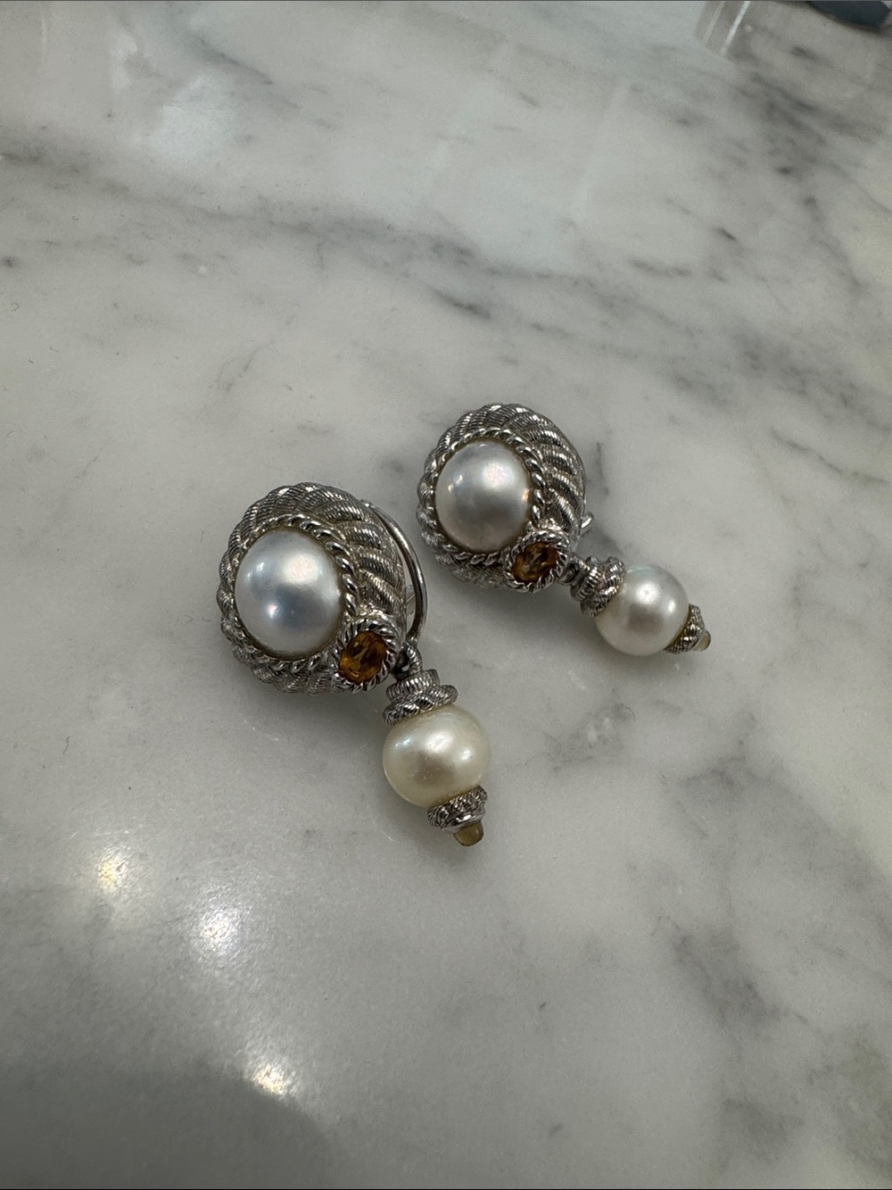 Judith Ripka 925 pearl earrings